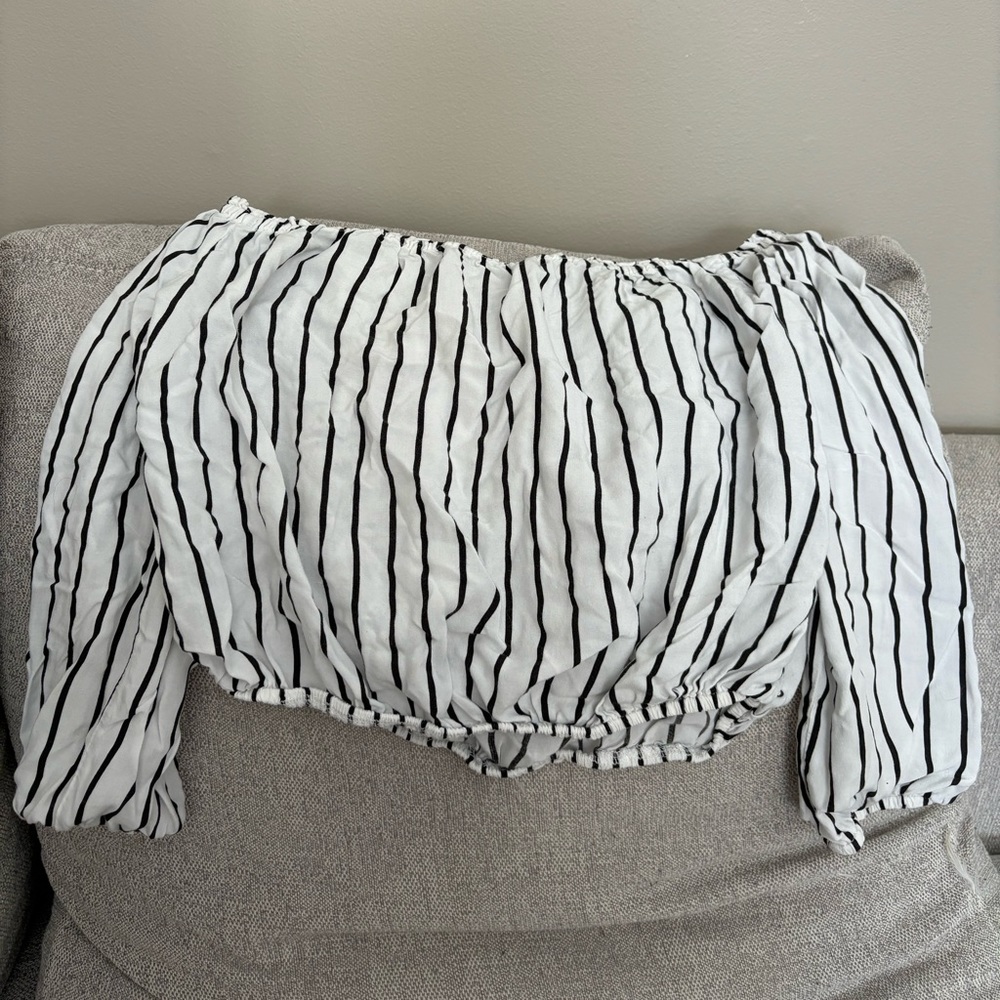 BRANDY MELVILLE Striped Maura Off The Shoulder Top